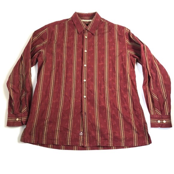 Tommy Bahama Button Up Shirt Adult Large Men Red  Cotton Pineapple Print a45 - Picture 1 of 6